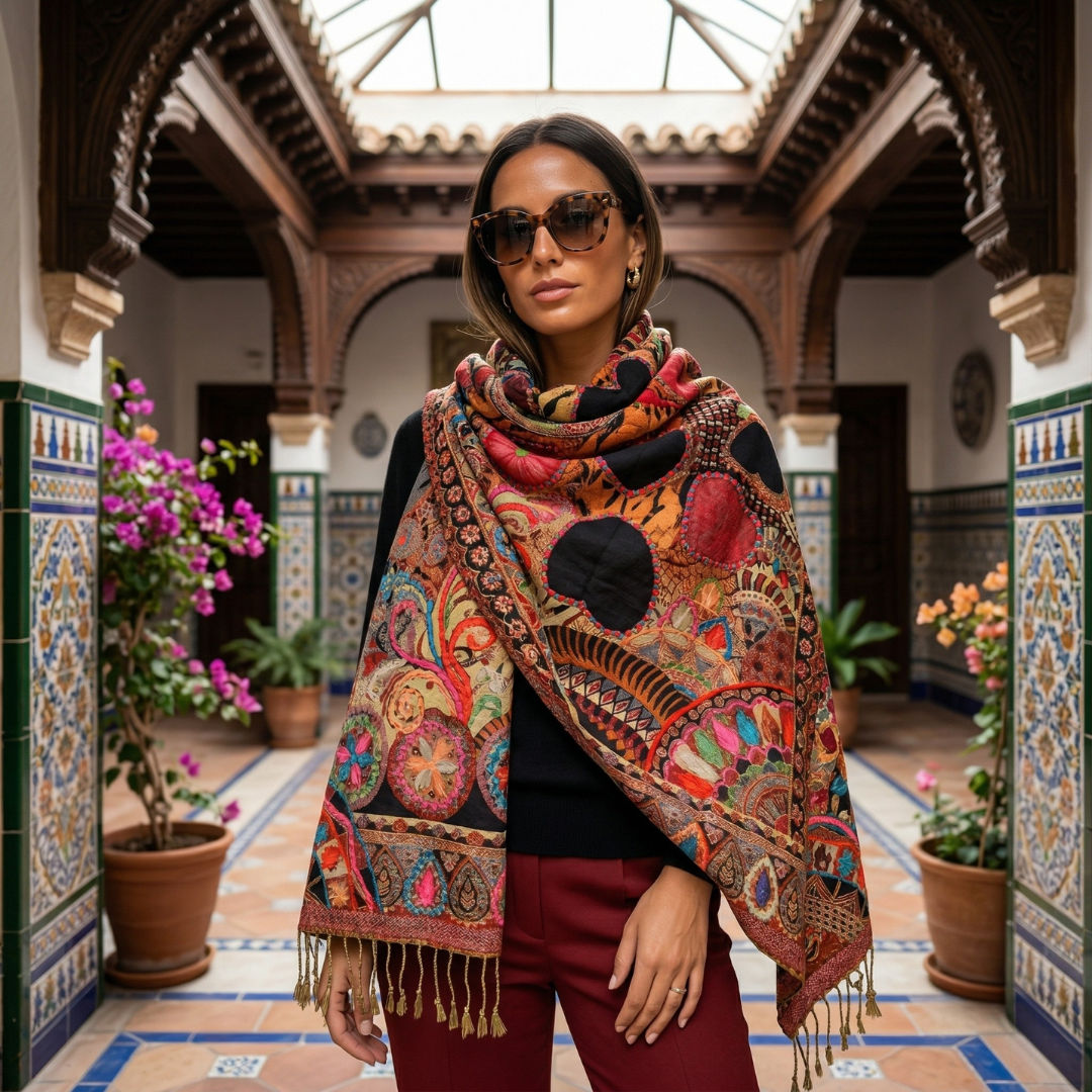 Cutwork Embroidered Heart Foulard
